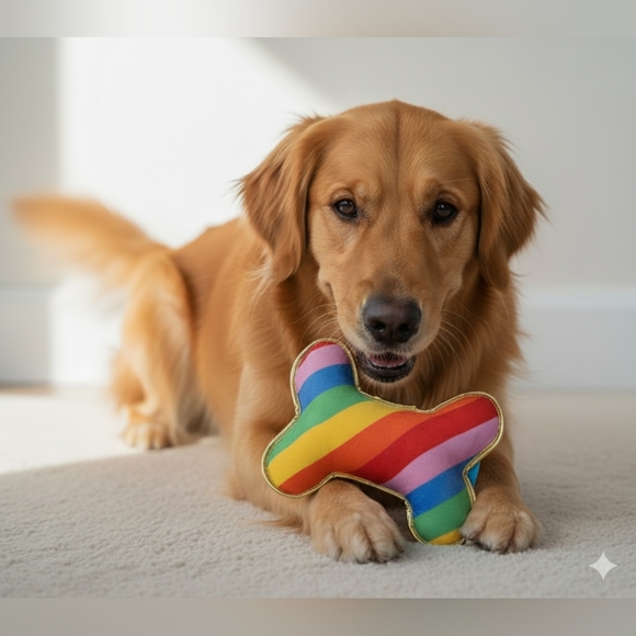 Top Paw NWT Rainbow Squeaking Bone Plush Pet Toy Medium Size 🥳HP🥳 - Picture 1 of 5